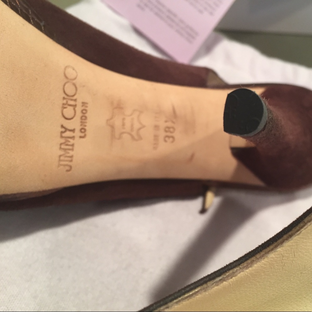 Authentic Jimmy Choo Suede Leather Trim Slingback Sandals - Picture 5 of 8